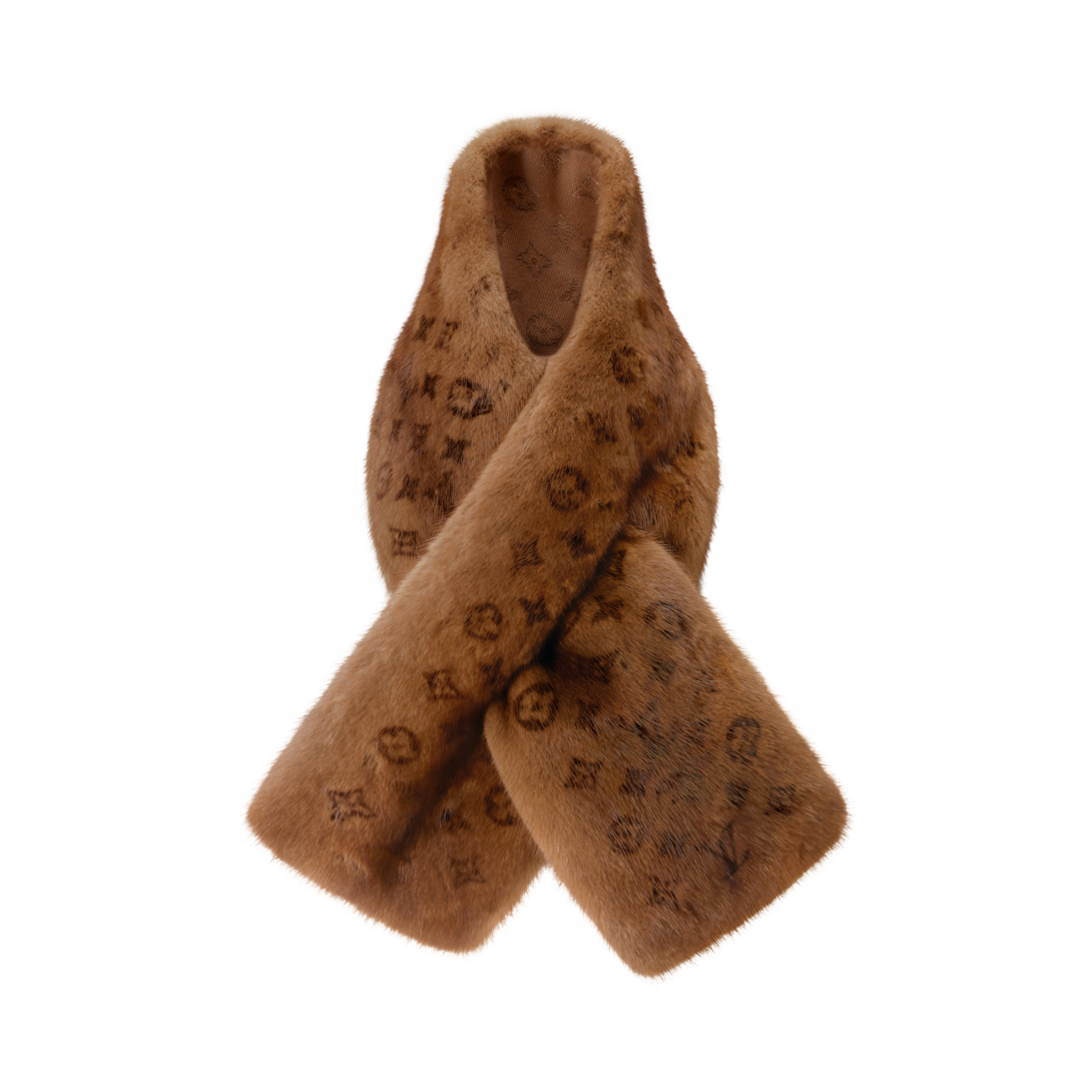 Louis Vuitton ブラウンファー マフラー Mink Monogram Scarf S00 - Women - Accessories | LOUIS VUITTON ®